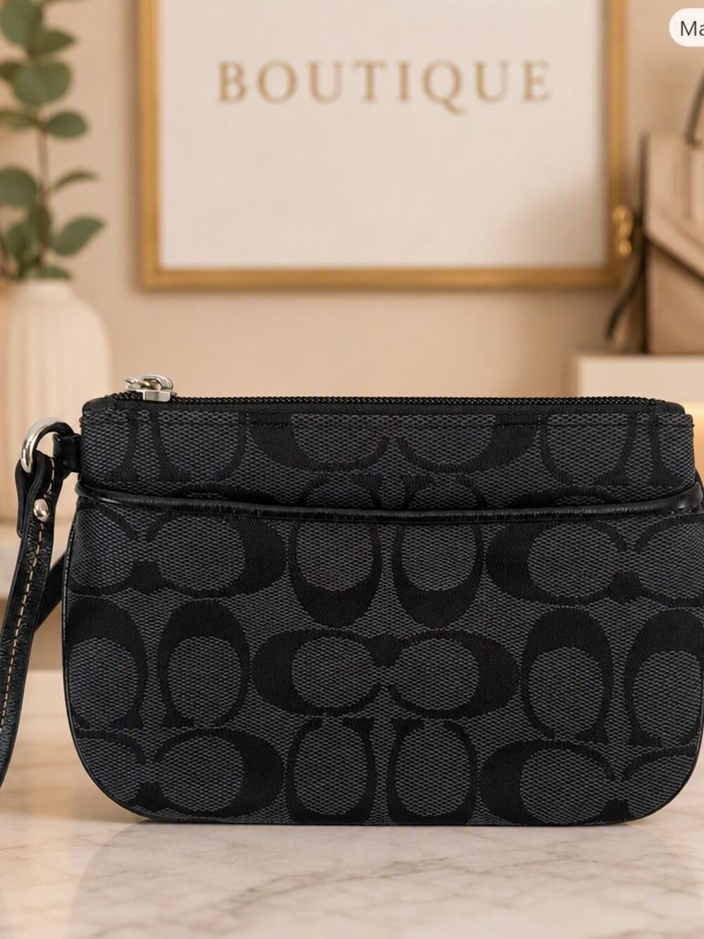 Coach Black Monogram Wristlet